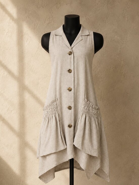Forcynthia Dresses & Skirts - Forcynthia NWT Linen Blend Lagenlook Dress S Oatmeal Gray Oversized